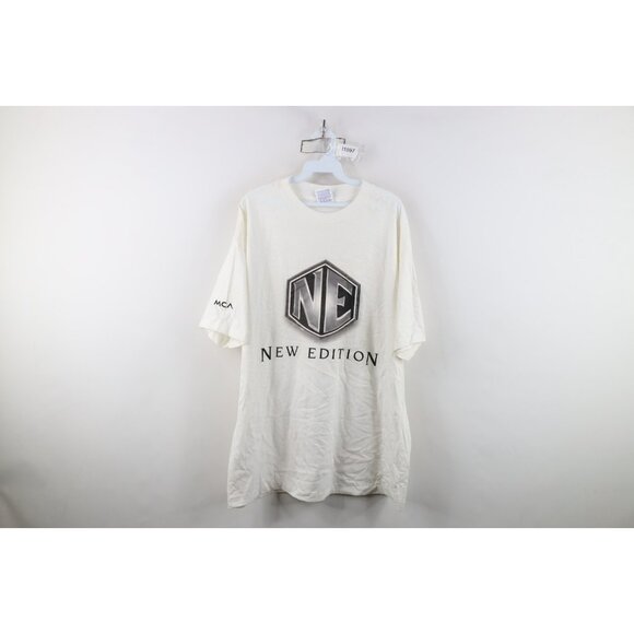 Vintage 90s Mens XL Home Again The Album New Edition Band R&B T-Shirt White